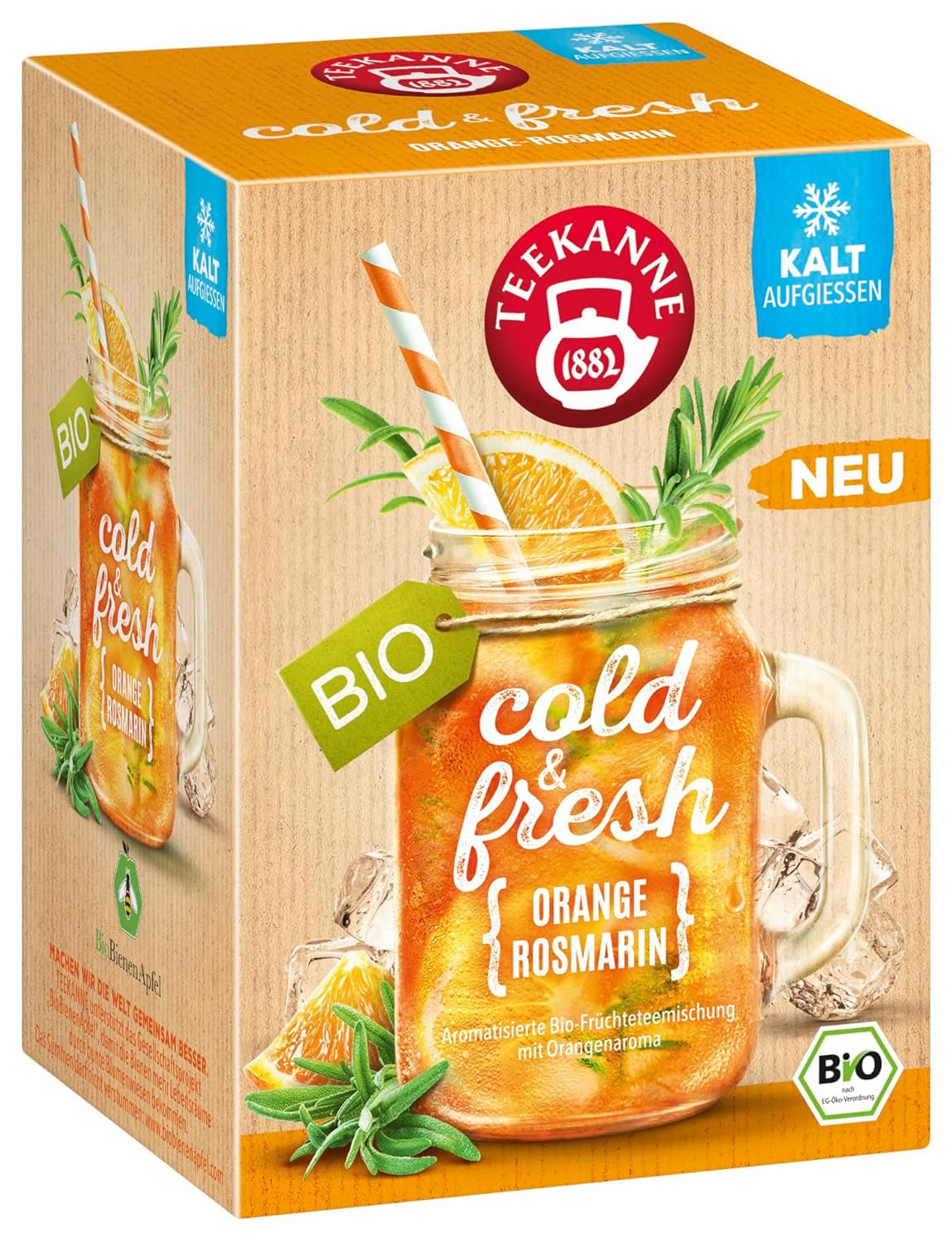 Teekanne Cold & Fresh BIO 4Er Mix - Con le nuove varietà limone-menta, pesca-maracuja, arancia-rosmarino, pompelmo-menta-zenzero (4 X 45G)