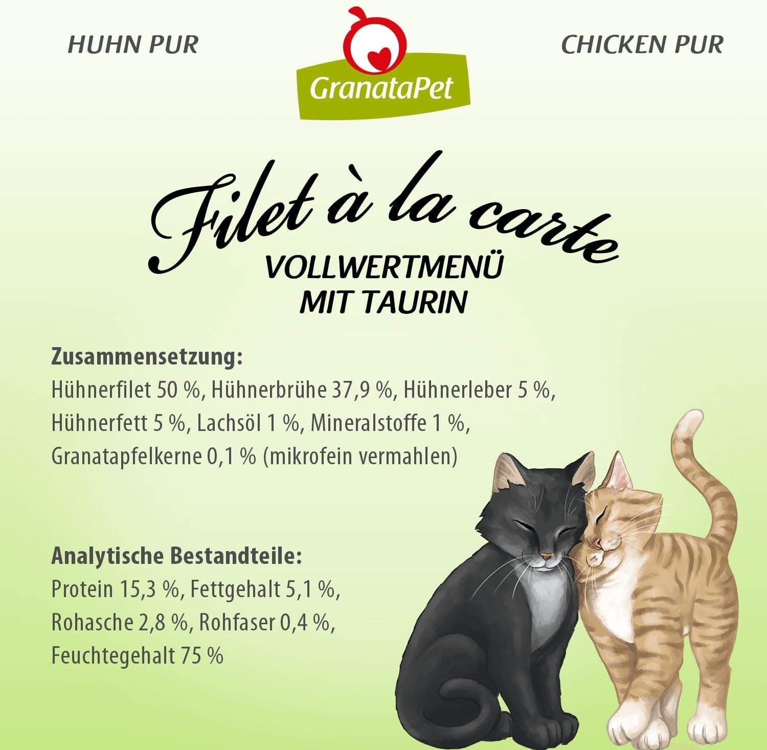 GranataPet Filet à la carte Pollo PURE, cibo umido per gatti, pezzi di filetto senza cereali, cibo per gatti senza zuccheri aggiunti, alto contenuto di carne, 6 x 85 g