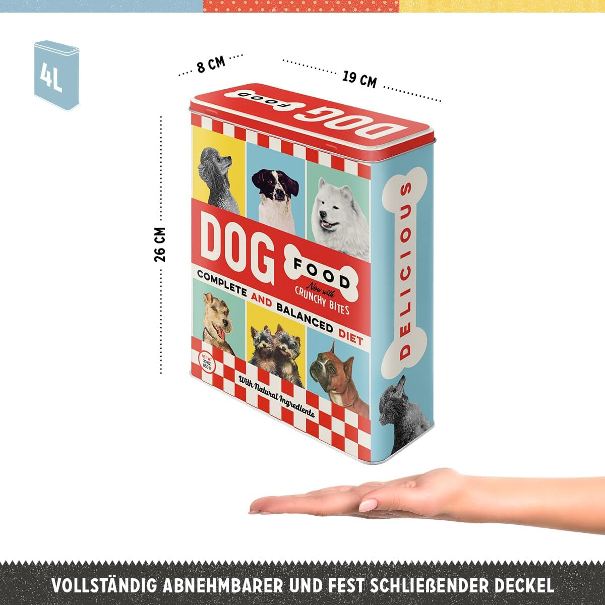 Nostalgic-Art Scatola portaoggetti retrò XL, 4 l, Cibo per cani - Idea regalo per proprietari di cani, scatola portaoggetti per cibo secco, design vintage Scatole per alimenti Naty Shop