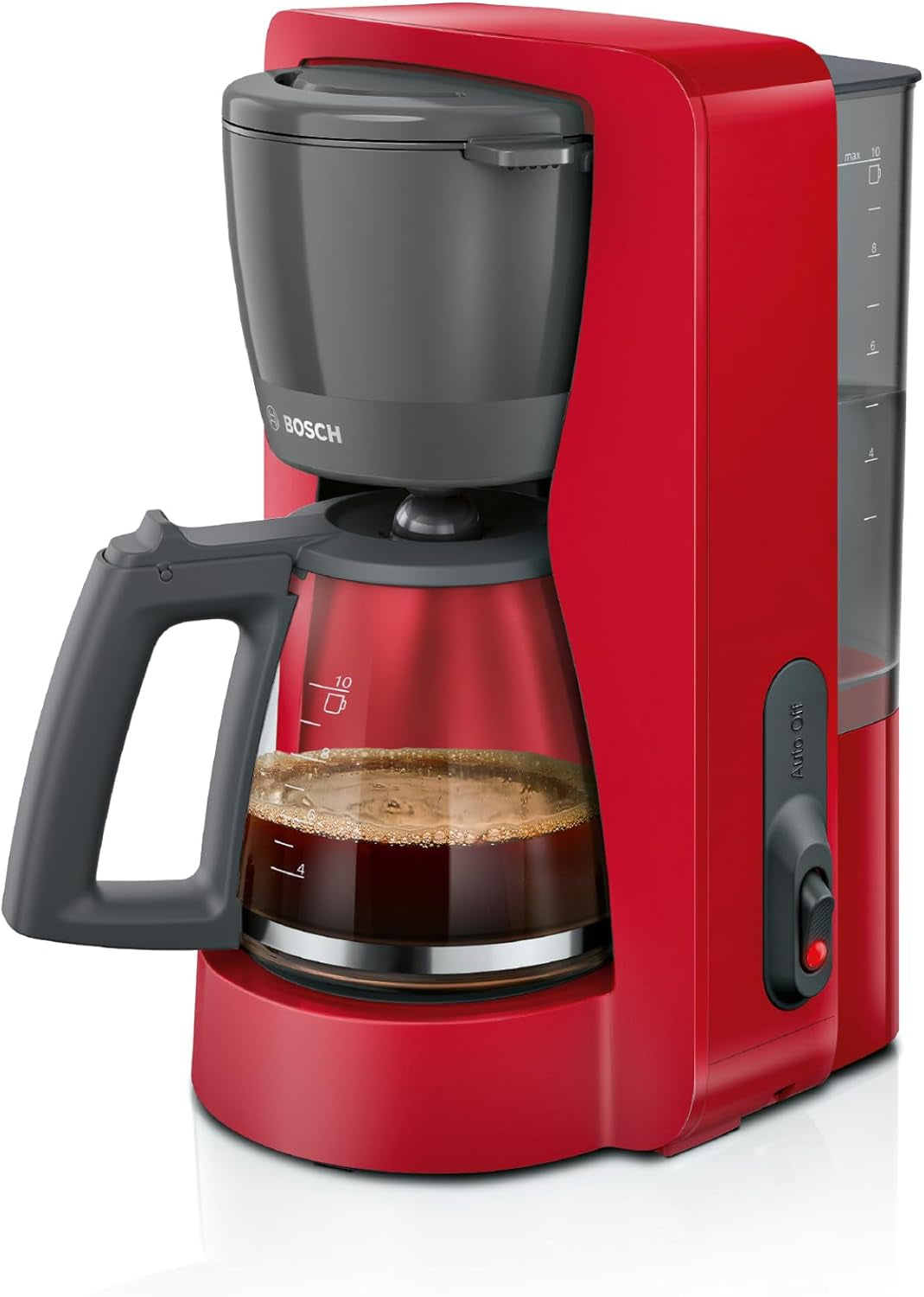 Bosch MyMoment TKA2M113 Macchina per caffè espresso con filtro, caraffa in vetro da 1,25 l, 10-15 tazze, funzione di mantenimento in caldo 40 minuti, sistema antigoccia, portafiltro girevole, serbatoio dell'acqua removibile, 1200 Watt, nero opaco