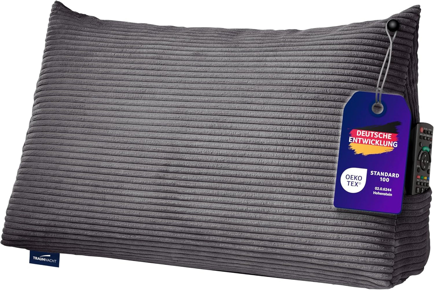 Cuscino Traumnacht Cozy Back, cuscino da lettura, 70 x 40 cm beige, rivestimento sfoderabile e lavabile in 100% poliestere, pratica tasca laterale, certificato Oeko-Tex, prodotto secondo gli standard di qualità tedeschi