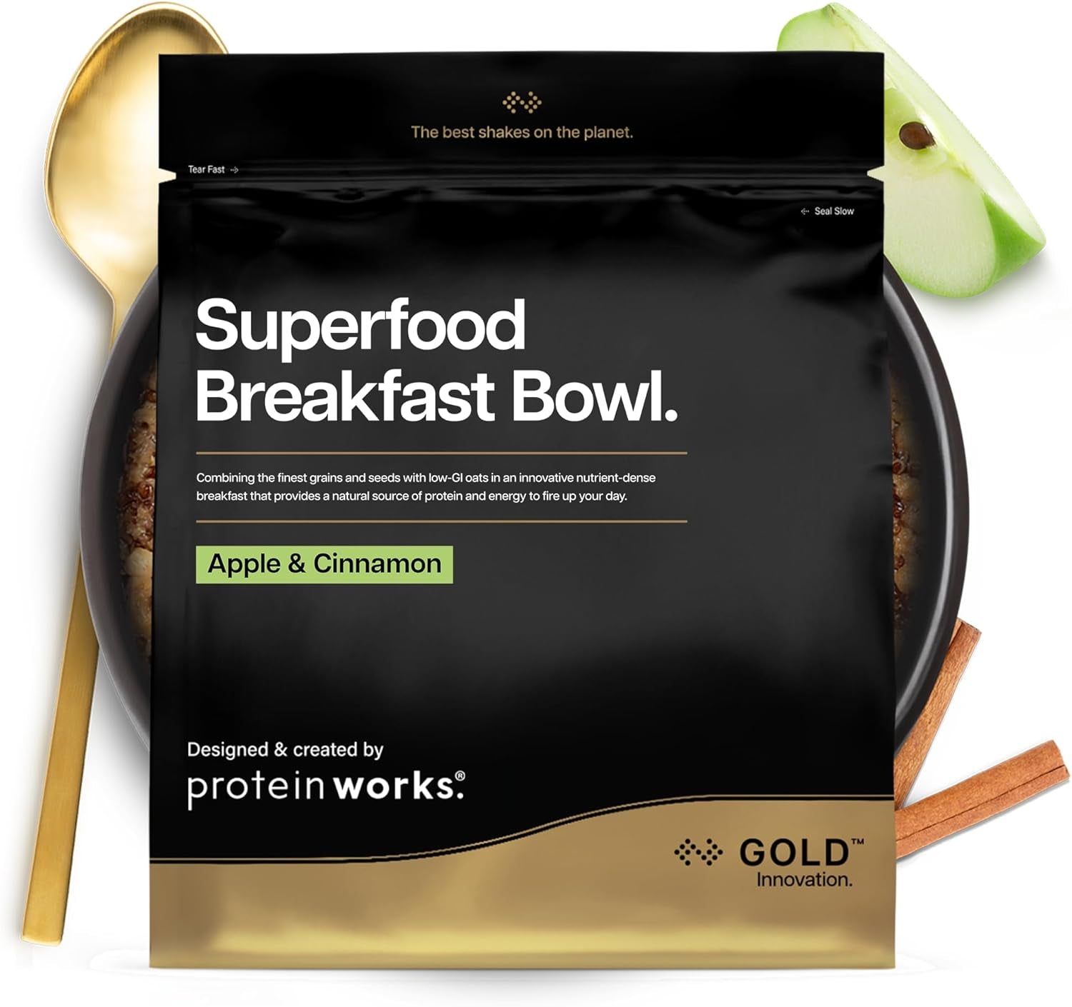 Le proteine ​​funzionano | Colazione Superfood - Innovazione GOLD, Cereali Pluripremiati, Muesli Proteico, Ricco di Nutrienti con Cereali, Semi e Avena, Alto Contenuto di Fibre, Mela e Cannella, 10 Porzioni, 600g