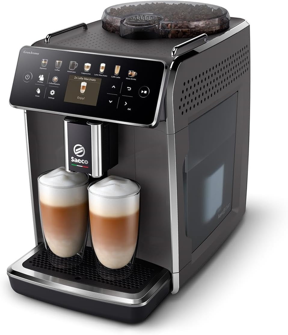 Caffettiera automatica Saeco GranAroma - 14 specialità di caffè, display a colori intuitivo, 4 profili utente, macinatore in ceramica, 1500 Watt (SM6580/10)