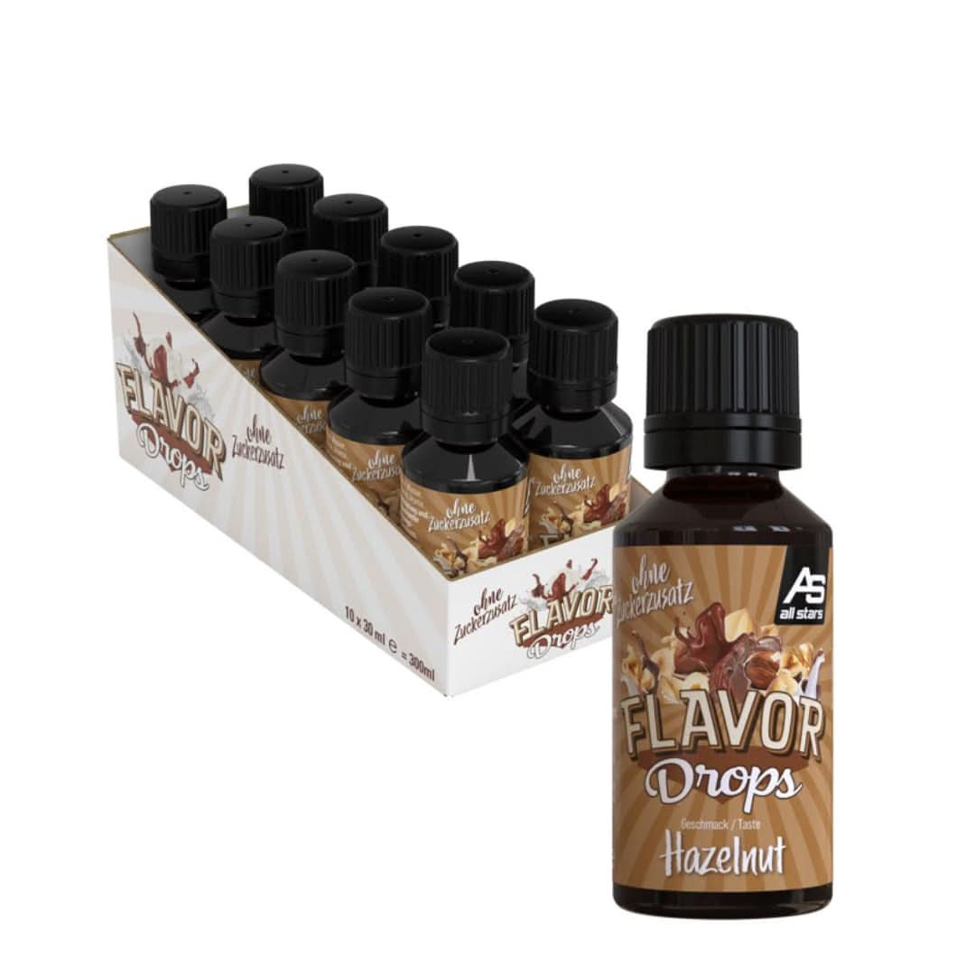 ALL STARS Gocce Aromatizzate, Gocce Aromatizzate senza zuccheri aggiunti e senza calorie - Dolcezza e sapore per alimenti, 30 ml Dolcificanti Naty Shop Noci 10 x 30 ml
