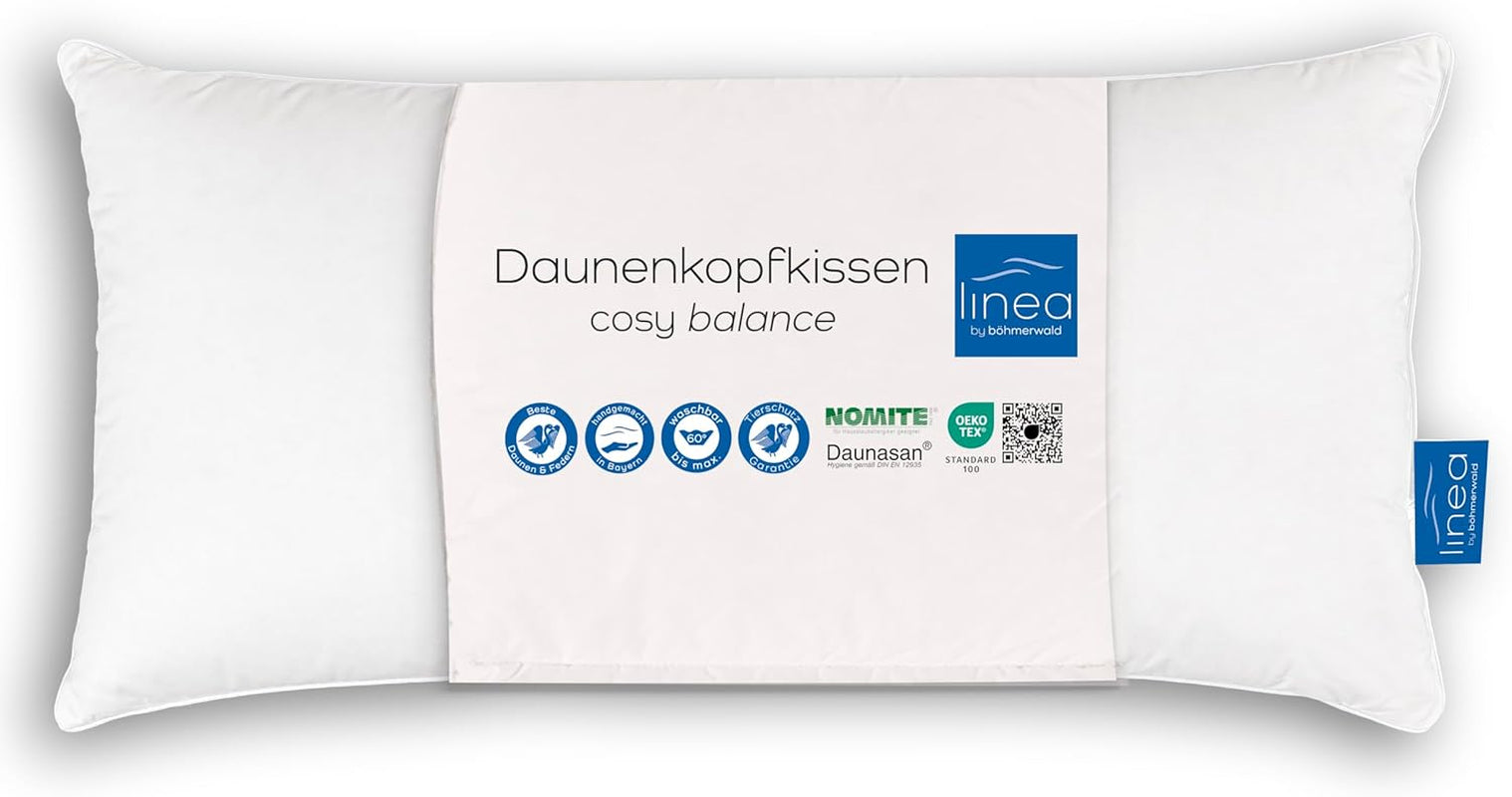 LINEA by Böhmerwald - Cosy - Cuscino Balance di alta qualità, 40X80, 70% piume classe 1, 30% piumino nuovo, adatto per allergie, lavabile fino a 60°C, made in Germany Cuscini standard Naty Shop Titolo predefinito