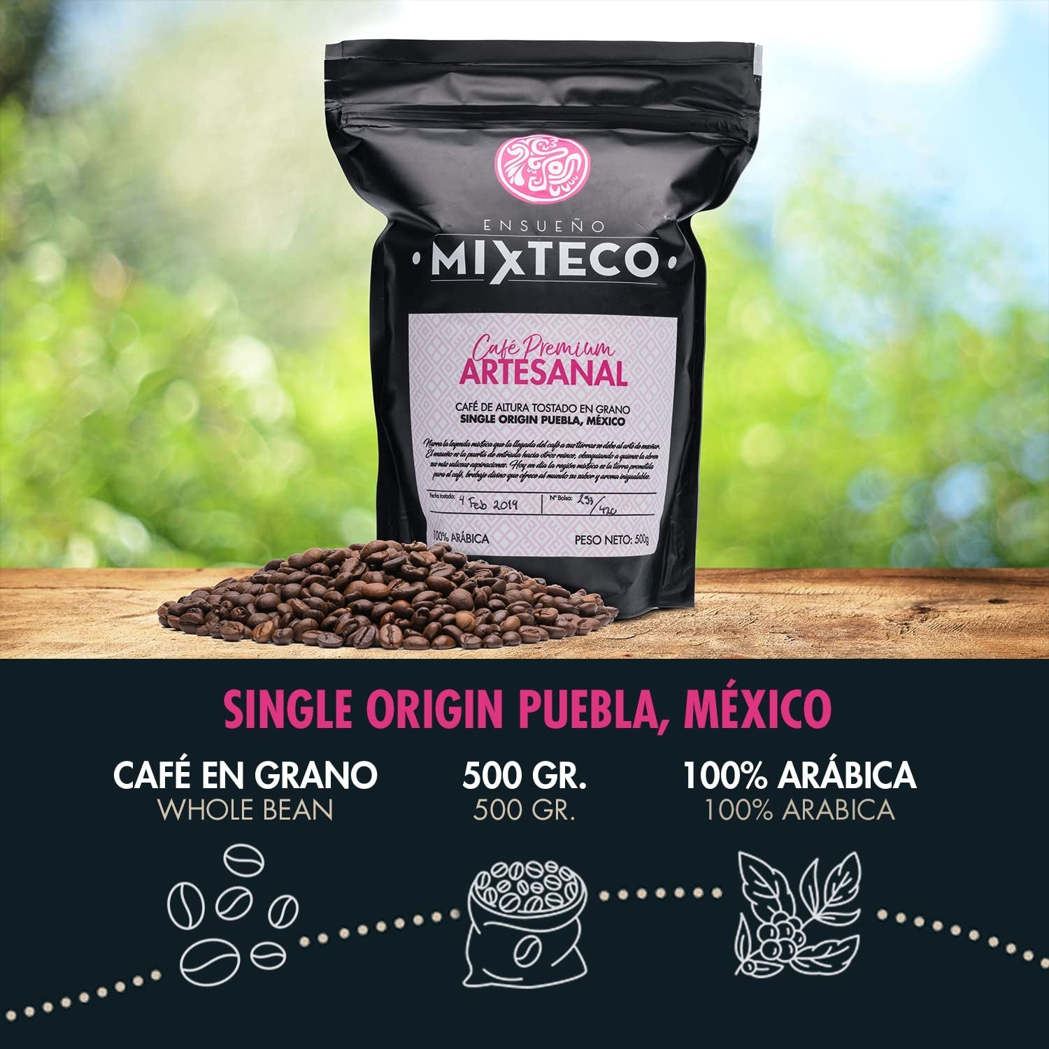 Chicchi di caffè Arabica tostati | 500 g con sentori di cacao e mandorle | Da una torrefazione tradizionale | Gusto delicato