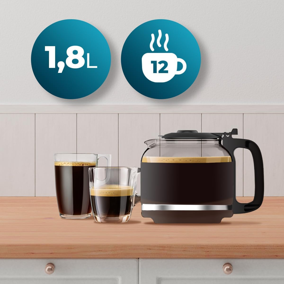 Cecotec Coffee 66 Grind & Drop Caffettiera a goccia essenziale. 1086 W, macinacaffè a lame, fino a 12 tazze, tecnologia Extreme Aroma, digitale, acciaio inossidabile, spegnimento automatico.