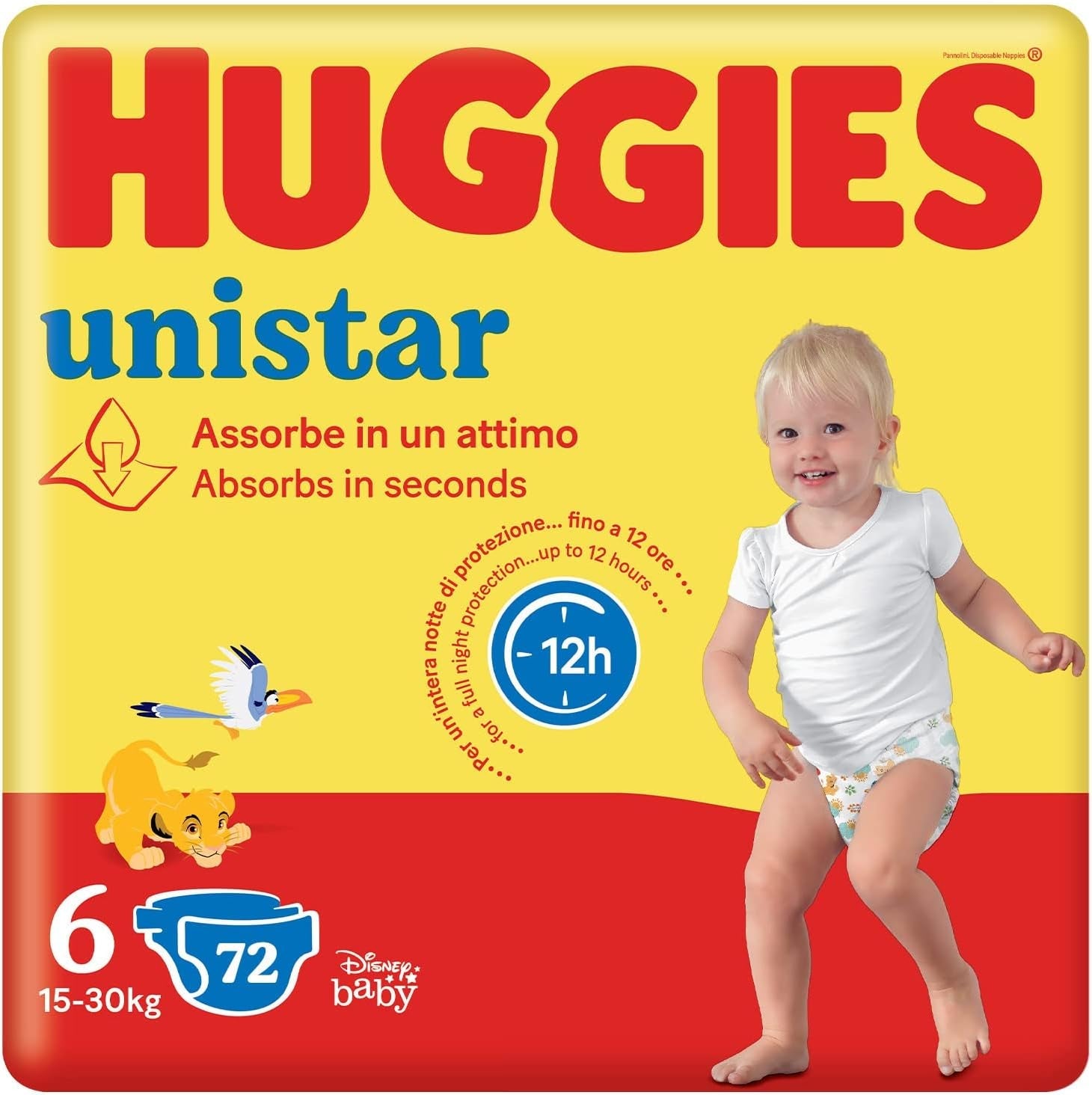 Pannolini Huggies Unistar, taglia 4 (7-14 kg), confezione da 128 pannolini (base)