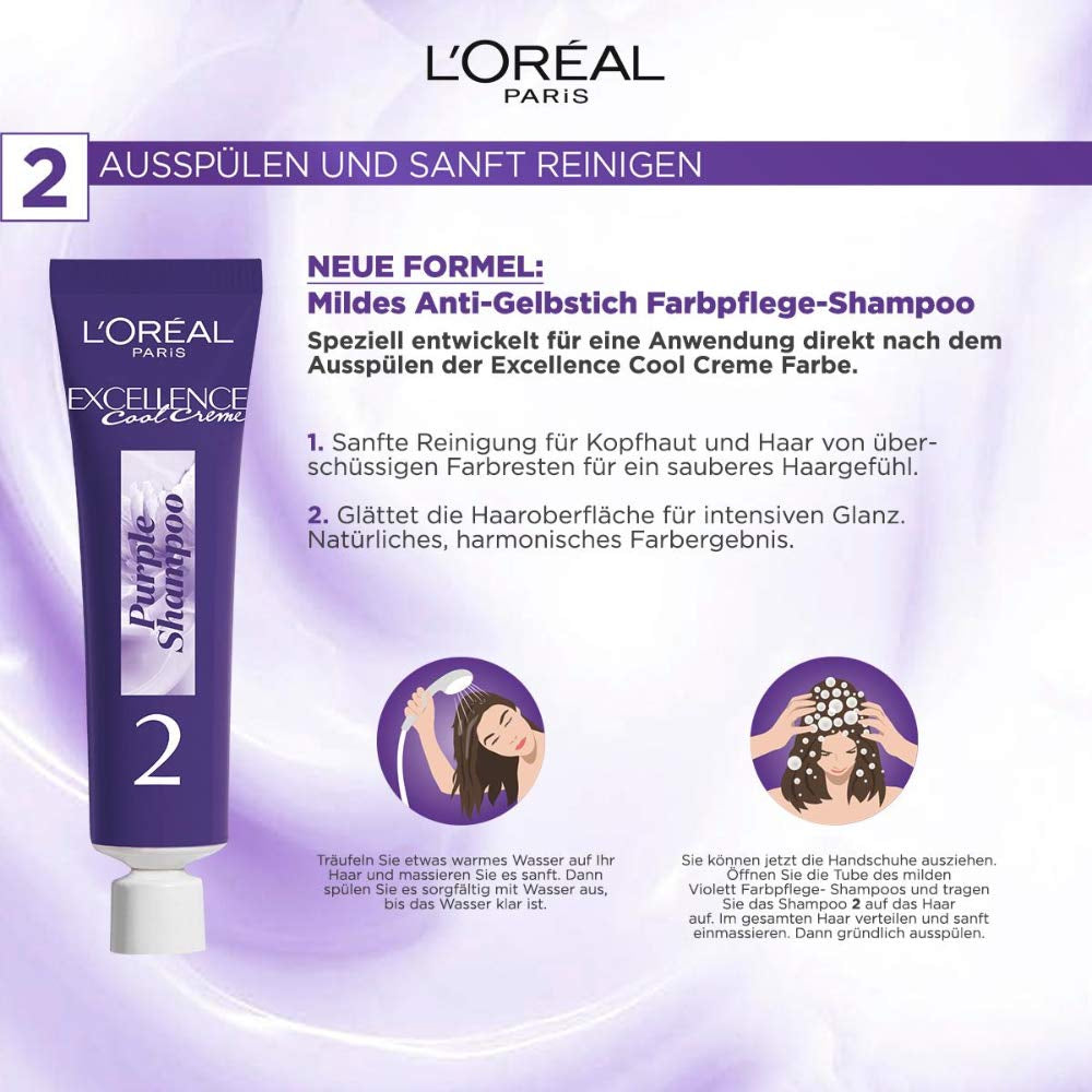 L'Oréal Paris Tintura permanente per capelli con risultato colore ultra cool, copertura del 100% dei capelli grigi, set con colorazione, shampoo e crema curativa, Excellence Cool Creme, N. 7.11 Tintura per capelli biondo medio ultra cool (Blond) Naty Shop
