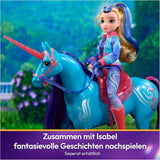 Unicorn River Unicorn Academy - Unicorno originale Isabel della serie Netflix alto 28 cm, con vera criniera e coda, briglie, sella e spazzola rimovibili, per bambini dai 4 anni in su
