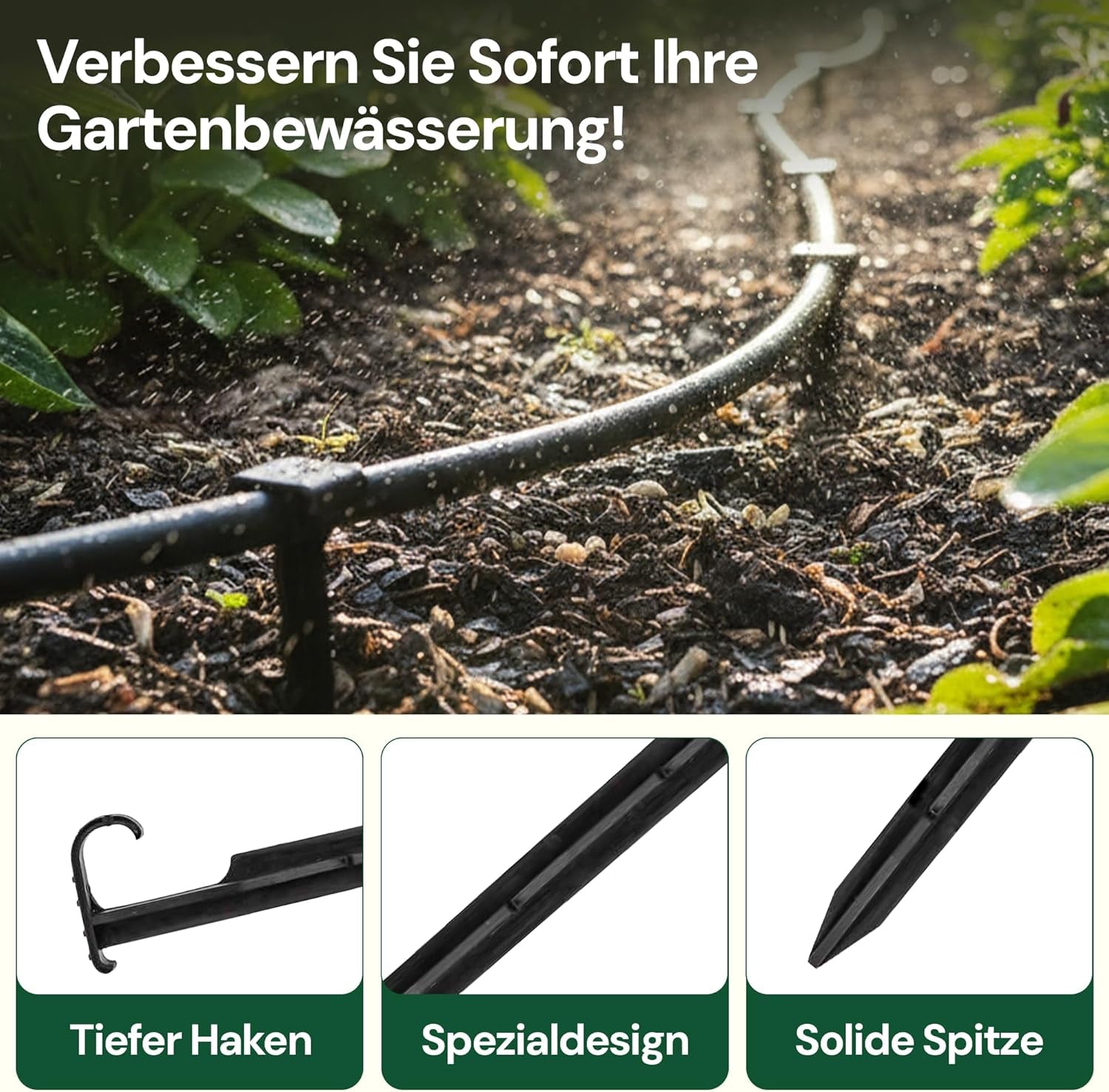 GARDENIX AquaPIN Ancoraggio per Tubo da Giardino, 50 Pezzi, Picchetto da Terra, Ancoraggio di Fissaggio per Tubo Gocciolante, Tubo di Irrigazione, Forcella di Collegamento