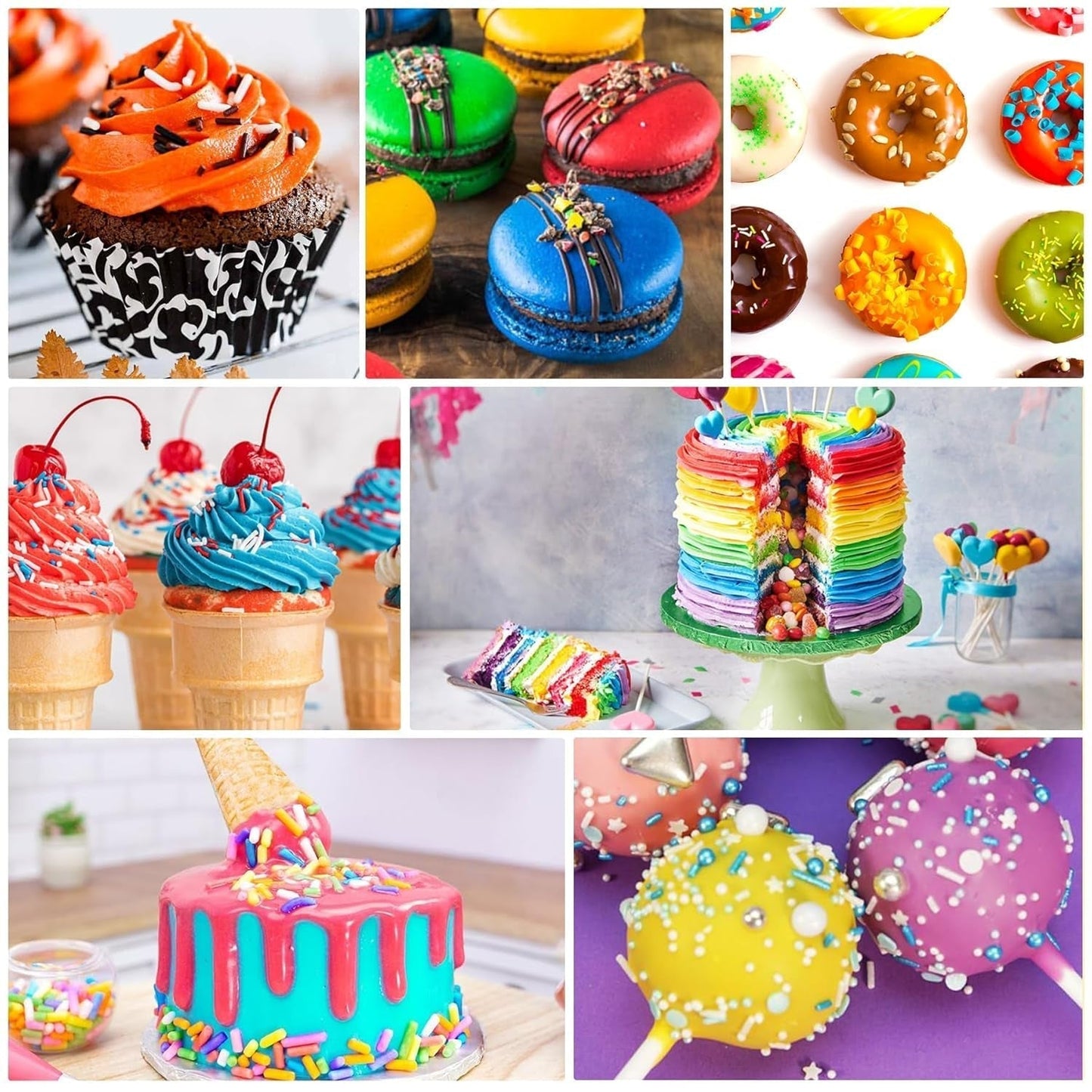 Colori dolci al cioccolato per cioccolato - 26 colori di olio base per fondente, decorazioni torte, dolci - Colorante alimentare fluido per burro di kakao, crema al burro, dolci - 6 ml Je Naty Shop