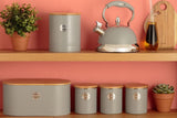 Collezione LIVING, biscottiera con coperchio | grigio pastello | Scatola per biscotti da 3,4 litri | barattolo di biscotti in acciaio con coperchio | Barattoli ermetici in bambù con coperchio Scatole per alimenti Naty Shop