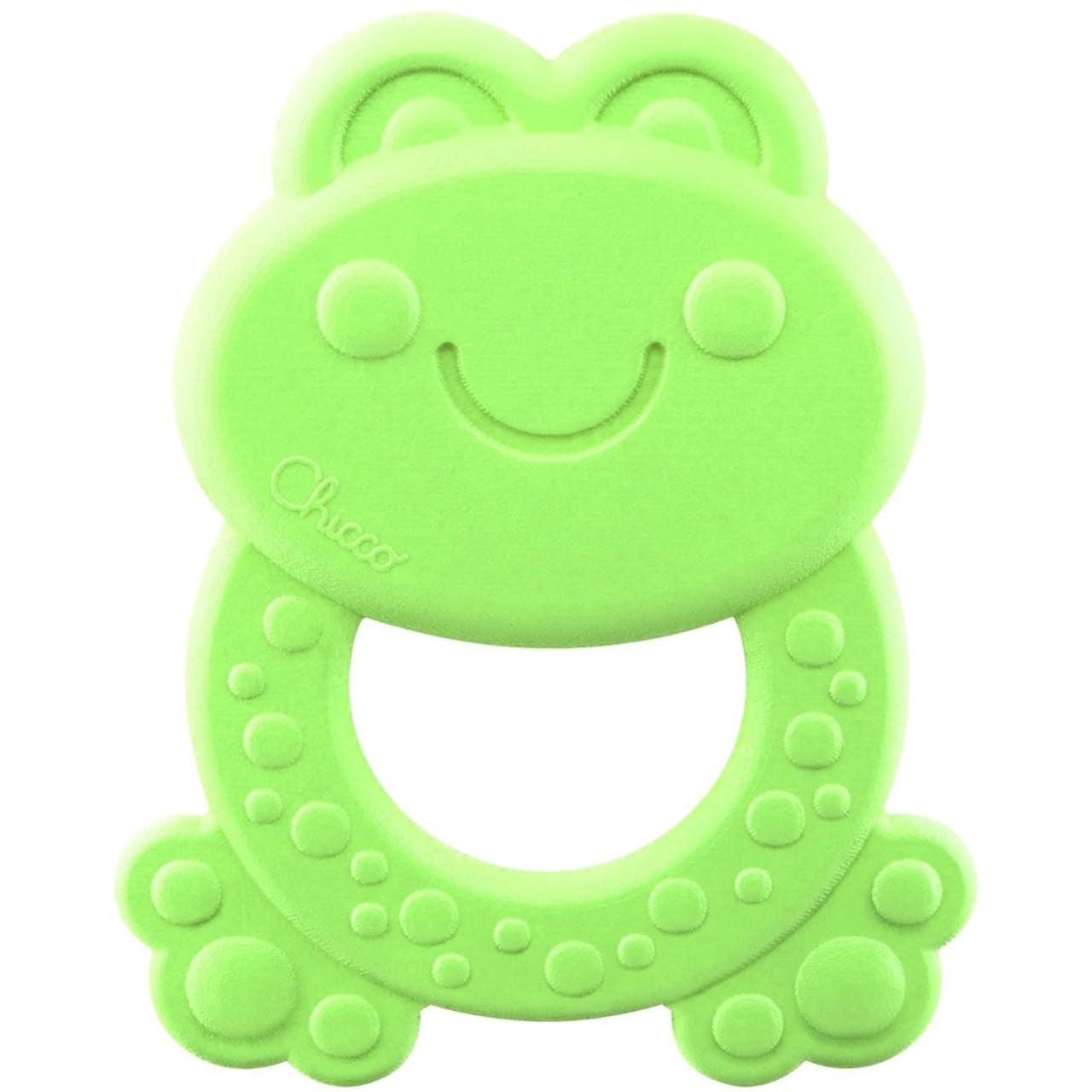 Chicco ECO+ Anello da dentizione Rana, Anello da dentizione per neonati con punte, In morbida bioplastica, Giocattolo da dentizione per neonati e bambini da 3 a 18 mesi