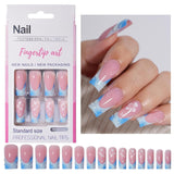 30 unghie finte francesi - colla su unghie artificiali - unghie in gel morbido per donne - manicure quadrata per unghie adesive acriliche (rosa francese)