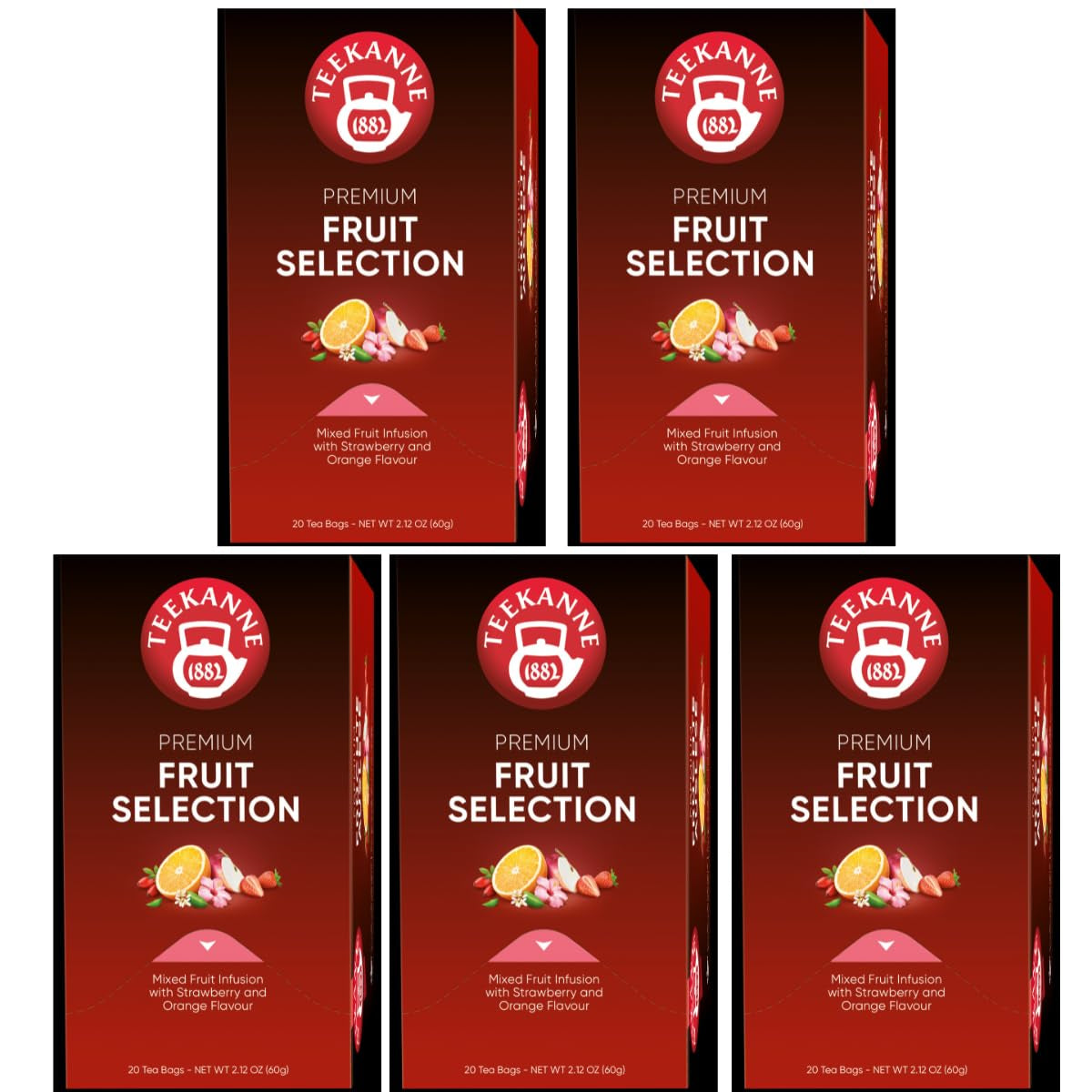Teekanne Premium Fruit Selection, confezione da 5 (5 x 20 bustine di tè), 5 x 60 g