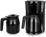 Emerio CME-122933, Macchina da caffè con filtro, 1,25 L per un massimo di 10 tazze di caffè fresco, filtro rimovibile permanente, funzione antigoccia, caraffa in vetro, spegnimento automatico, 1000 watt, nero/argento
