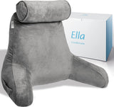 Ella Cuscino da Lettura per Letto e Divano con Rullo per Collo Rimovibile - Cuscino per la Schiena per Letto - Cuscino da Lettura in Memory Foam con Braccioli, Ideale per Leggere, Guardare la TV, Rilassarsi o come Supporto per la Schiena - Grigio