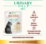 Almo Nature HFC Urinary Help - Nassfutter für Katzen - Unterstützung für die Harnwege - Hühnerbrust & Cranberries - Human Grade, Monoproteico, Senza Glutine - 24x50g