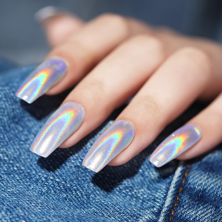 Polvere per unghie cromata Aurora Ice Shimmer Polvere di pigmenti cromati 4 pezzi Polvere cromata Nägel Nail Art Nageldesign