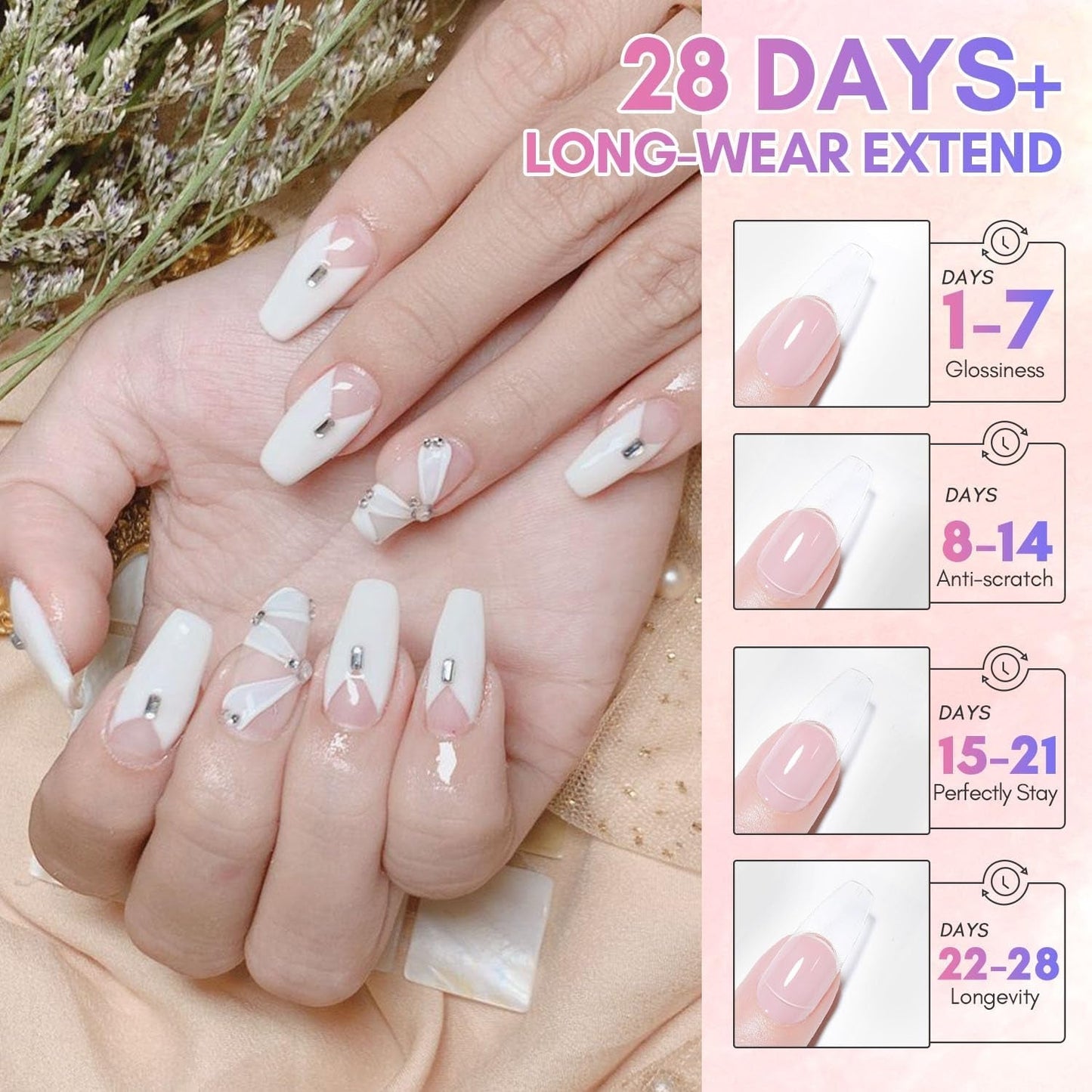 Makartt Poly Nail Extension Gel - 50 ML Extension Builder acrilico Poly Nägel Aufbaugel Extender Gel per gelnägel per Nagelverlängerung, Nagelstärkung, Nail Art Dekoration(Trasparente)