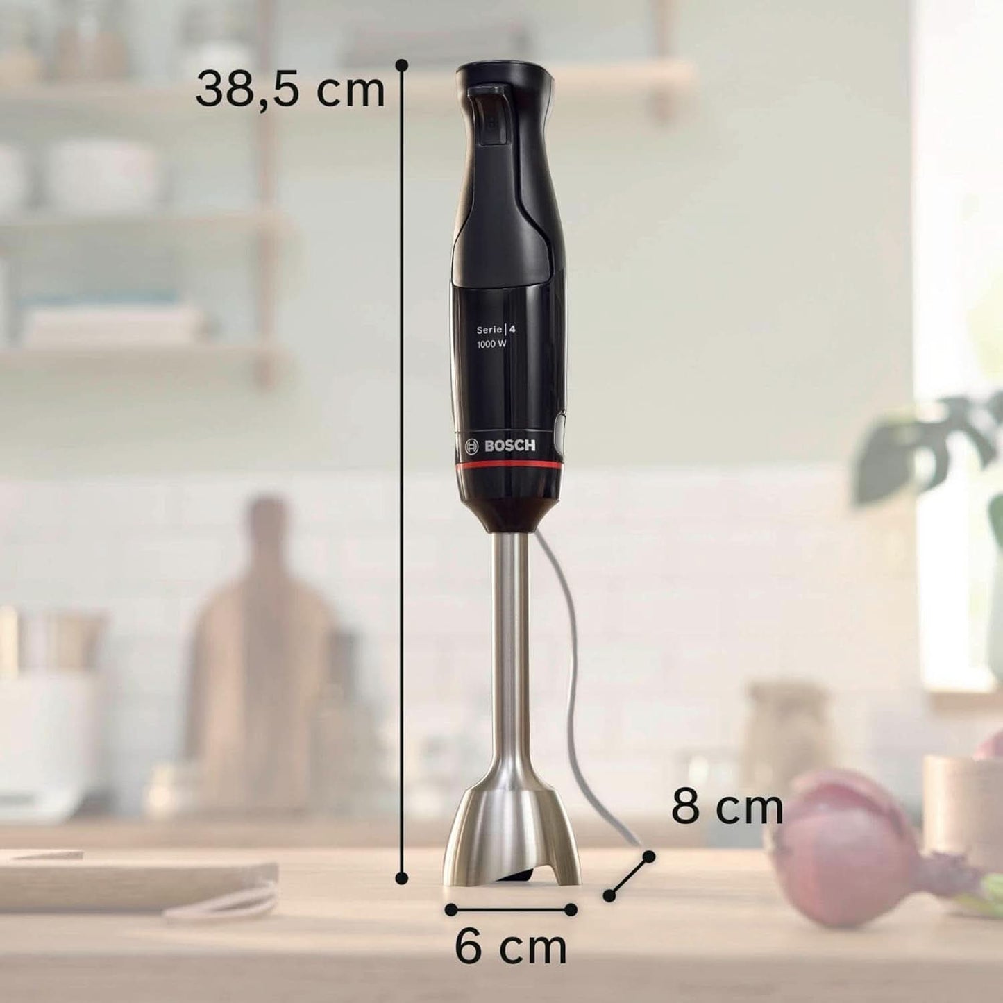 Robot da cucina Bosch Ergomaster Serie 4, 1000 Watt, Edelstahl-Mixstab, Zerkleinerer, Mix-/Messbecher, Schwarz Kitchen Naty Shop
