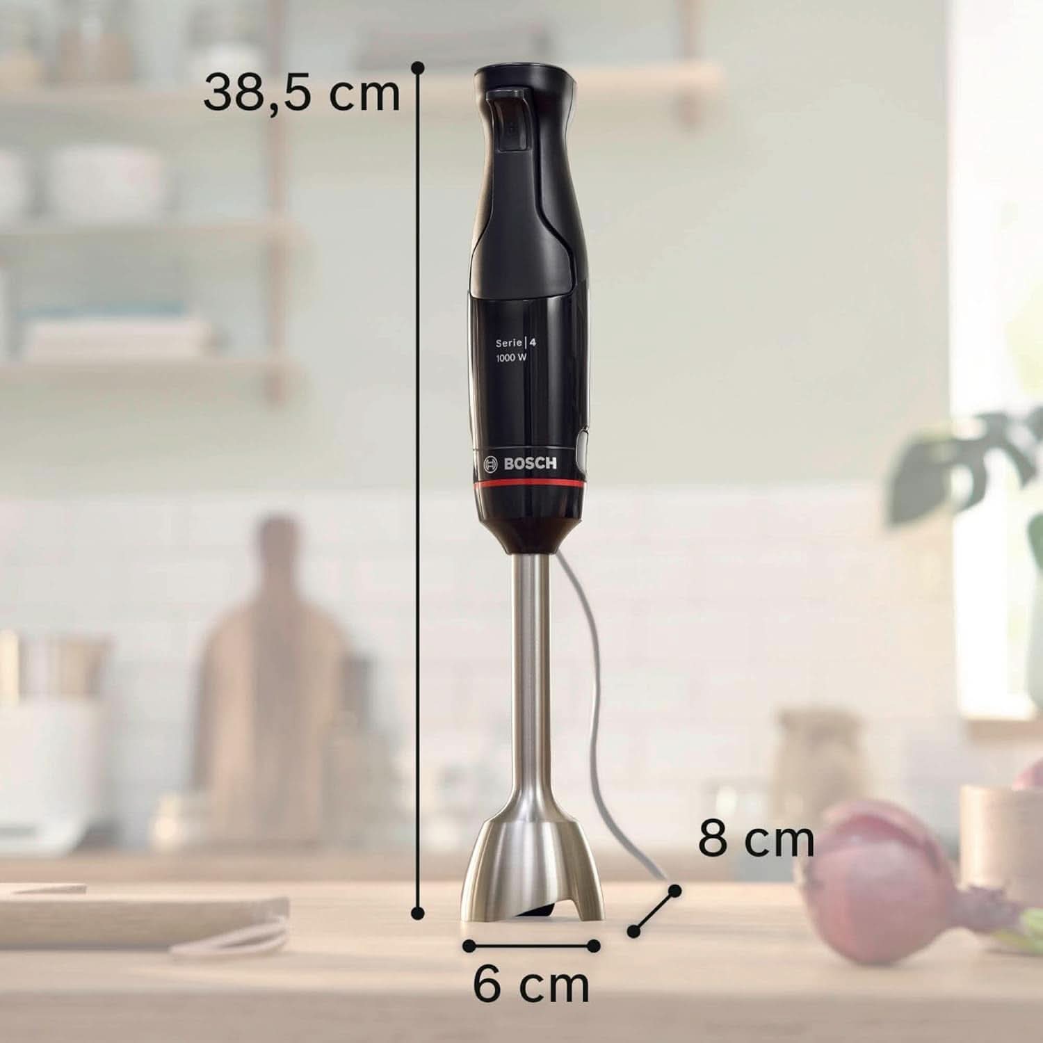 Robot da cucina Bosch Ergomaster Serie 4, 1000 Watt, Edelstahl-Mixstab, Zerkleinerer, Mix-/Messbecher, Schwarz Kitchen Naty Shop