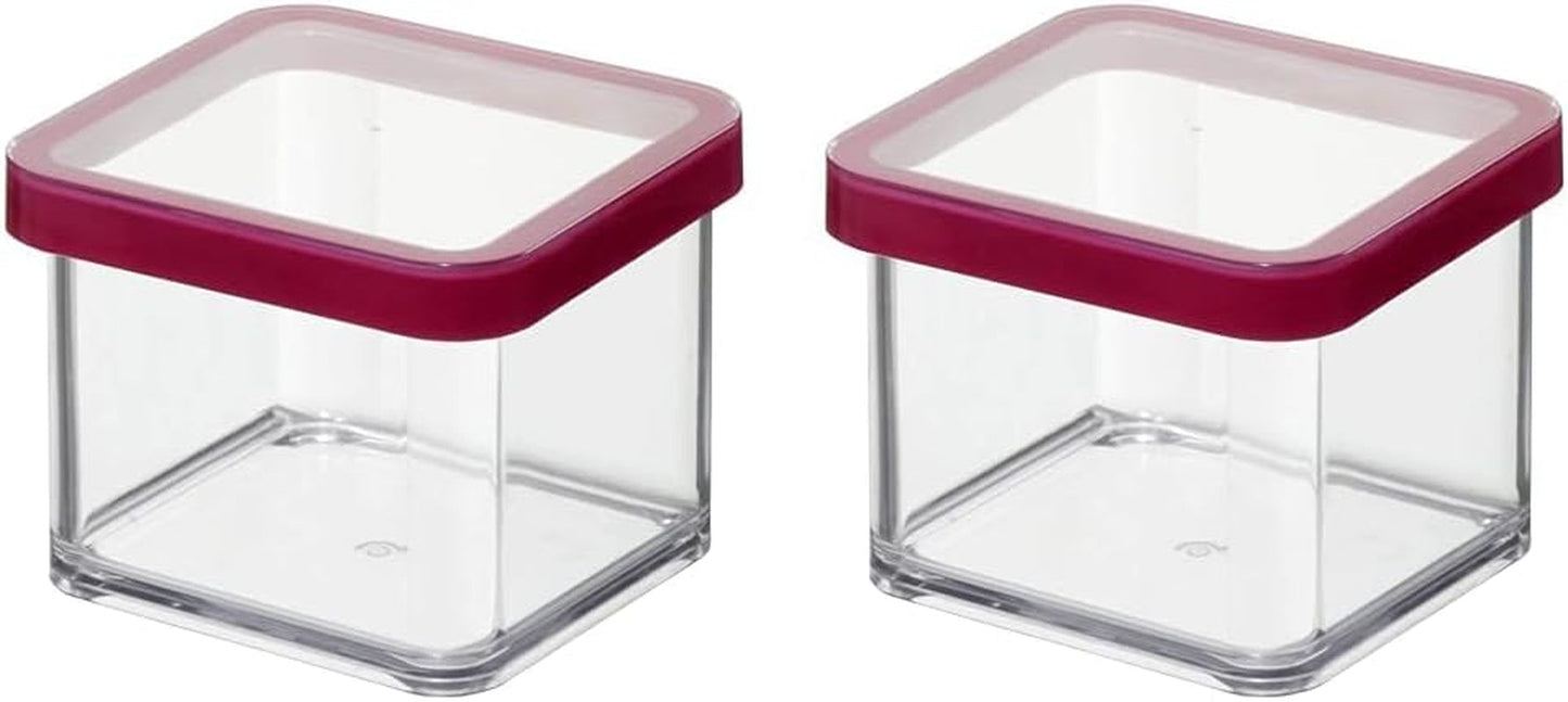 Rotho Loft Set di 5 barattoli con coperchio, varie dimensioni, plastica alimentare (PP) senza BPA, trasparente/rosso, (21,4 x 21,4 x 23,5 cm) Naty Shop Scatole per alimenti quadrate da 0,5 l (confezione da 2)