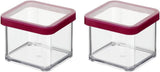 Rotho Loft Set di 5 barattoli con coperchio, varie dimensioni, plastica alimentare (PP) senza BPA, trasparente/rosso, (21,4 x 21,4 x 23,5 cm) Naty Shop Scatole per alimenti quadrate da 0,5 l (confezione da 2)