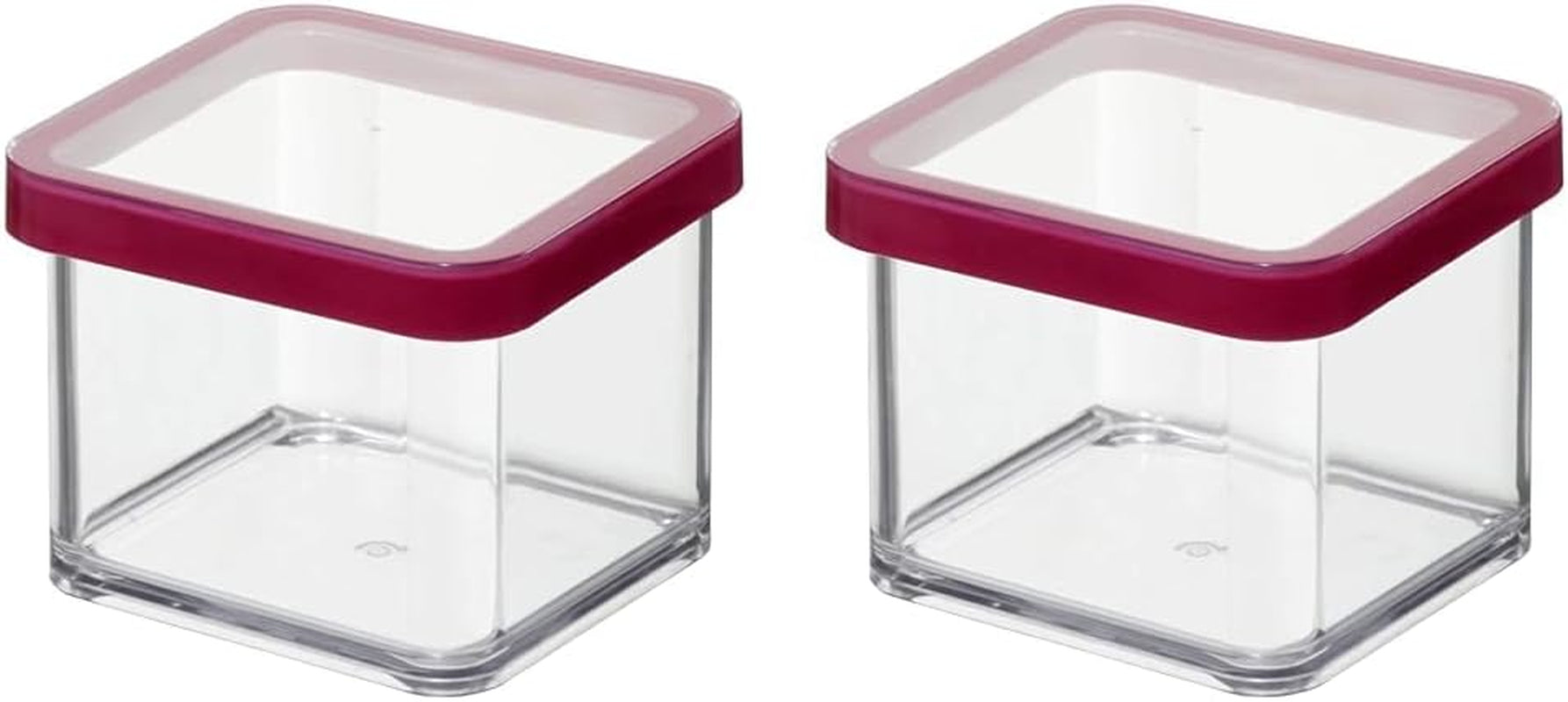 Rotho Loft Set di 5 barattoli con coperchio, varie dimensioni, plastica alimentare (PP) senza BPA, trasparente/rosso, (21,4 x 21,4 x 23,5 cm) Naty Shop Scatole per alimenti quadrate da 0,5 l (confezione da 2)