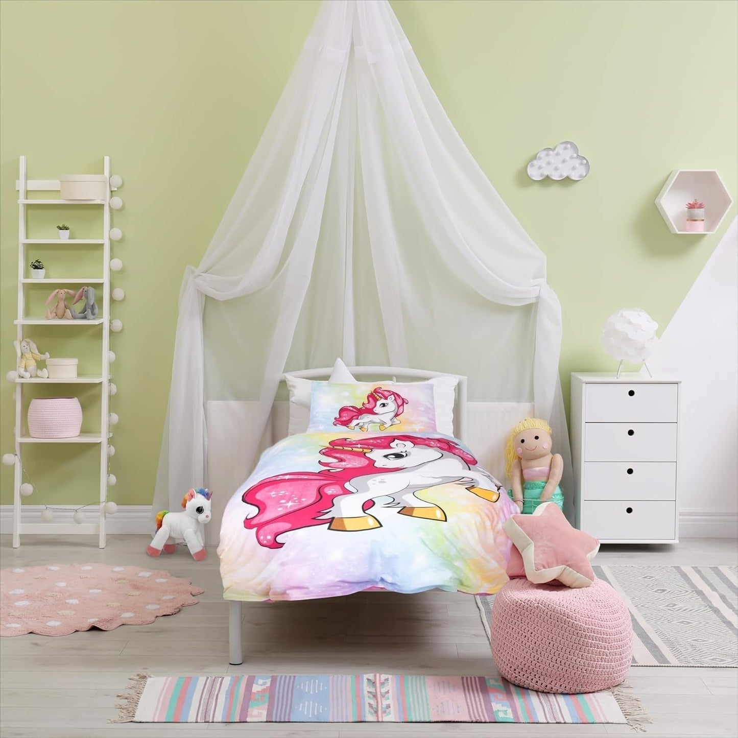 Biancheria da letto per bambine, Unicorno, 100 x 135 cm e 40 x 60 cm, cotone Biancheria da letto - bambini Naty Shop
