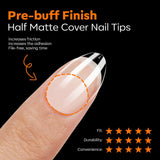 Modelones Nail Tips 216 pezzi - Set di punte per unghie a copertura totale, Set di punte in gel morbido, Punte per unghie in resina PMMA pre-lucidatura, Colla fai-da-te su unghie artificiali, Mandorle corte XS