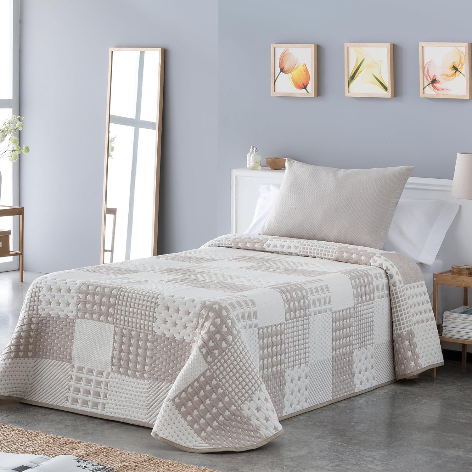 Copriletto Sofia 21 light Per letti matrimoniali da 180 e 200 cm, Copriletto Per letti da 180 e 200 cm, Letti e coperte Grigie Besuche den VIALMAN-Store Beige Cama 180: 270Cm X 270Cm