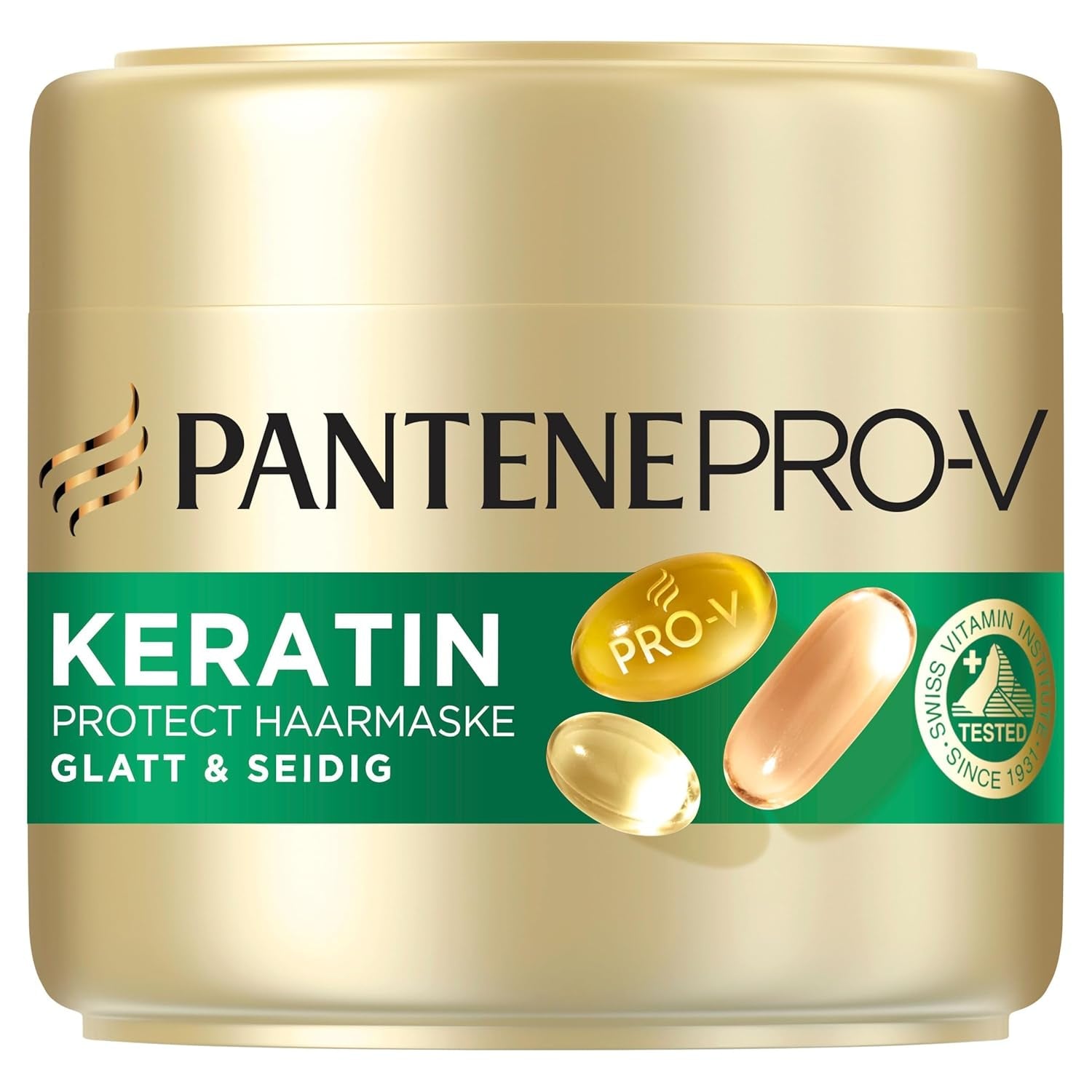Pantene Pro-V Smooth & Silky Keratin Protect Hair Mask 500ml per capelli ricci e secchi, Fino a 72 ore di capelli lisci e lucenti in una singola applicazione, Con formula Pro-V e maschera per capelli Active Nutri-Plex Maschera per capelli Naty Shop (300ml)