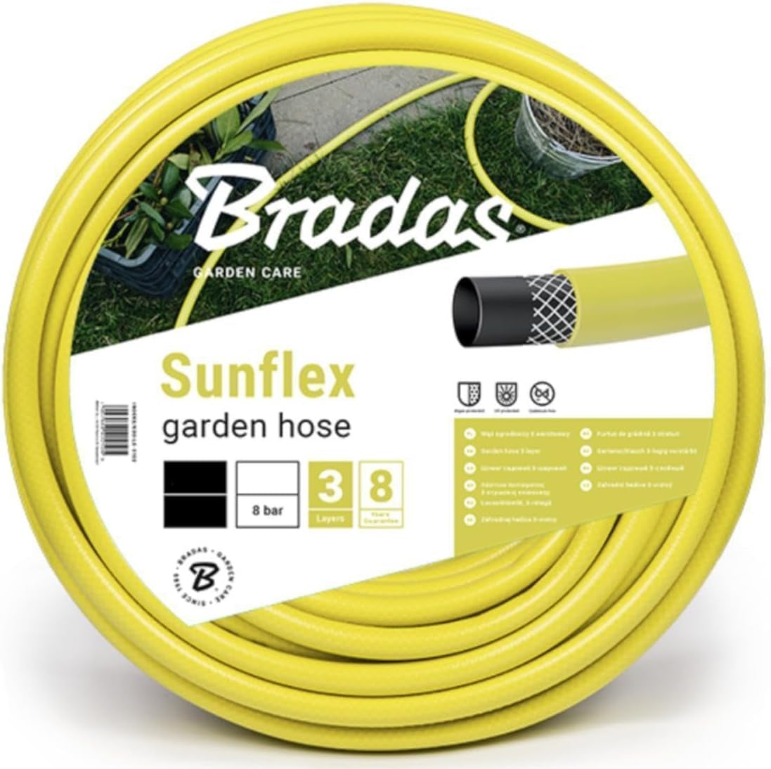 Tubo Da Giardino 0,44/m 5/8" Tubo Dell'acqua A 3 Strati Tubo Per Irrigazione 30m o 50m Giallo (50m)