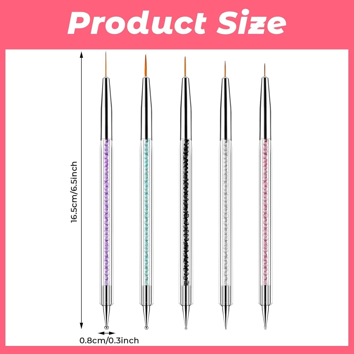 5 pezzi Set di pinsel per nail art Strumento per punteggiare Pinsel per nail art Nageldesign Penna per punteggiatura a doppia estremità Strass Acrilico professionale Feinmalerei Nail Art Design