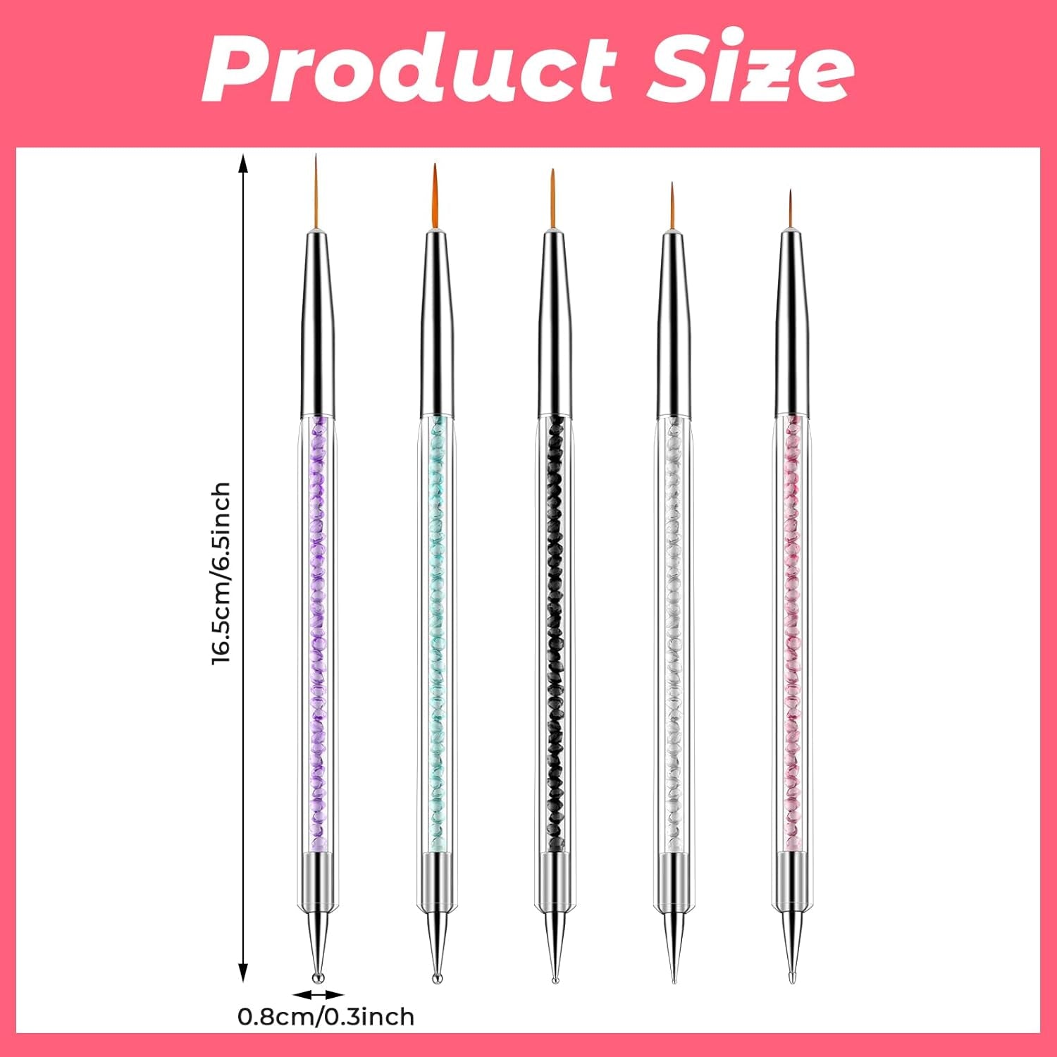 5 pezzi Set di pinsel per nail art Strumento per punteggiare Pinsel per nail art Nageldesign Penna per punteggiatura a doppia estremità Strass Acrilico professionale Feinmalerei Nail Art Design