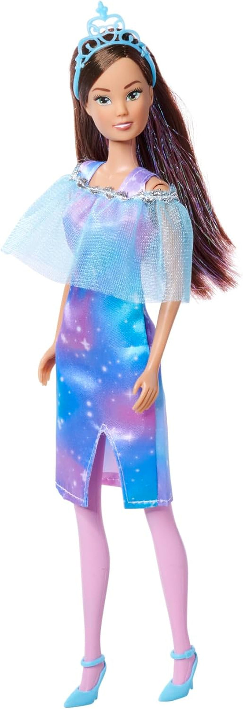 Simba Steffi Love Fantasy Princess, 4 colori assortiti, un solo articolo spedito, bambola principessa con mantello e strisce glitterate, 29 cm, dai 3 anni in su