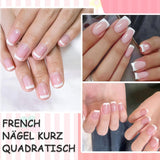 Unghie French Autoadesive Rosa Chiaro - 32 Pezzi Colla per Unghie French - Unghie Finte Corte Quadrate - Colla Traspirante su Unghie Artificiali - Unghie Finte a Copertura Completa per Donne (Rosa Chiaro)