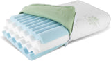Cuscino di supporto per il collo in visco Maximex, Cuscino di supporto traspirante con imbottitura in schiuma ergonomica, Cuscino di supporto per il collo regolabile in altezza e altezza per un sonno ristoratore, Con aloe vera Cuscini standard Naty Shop