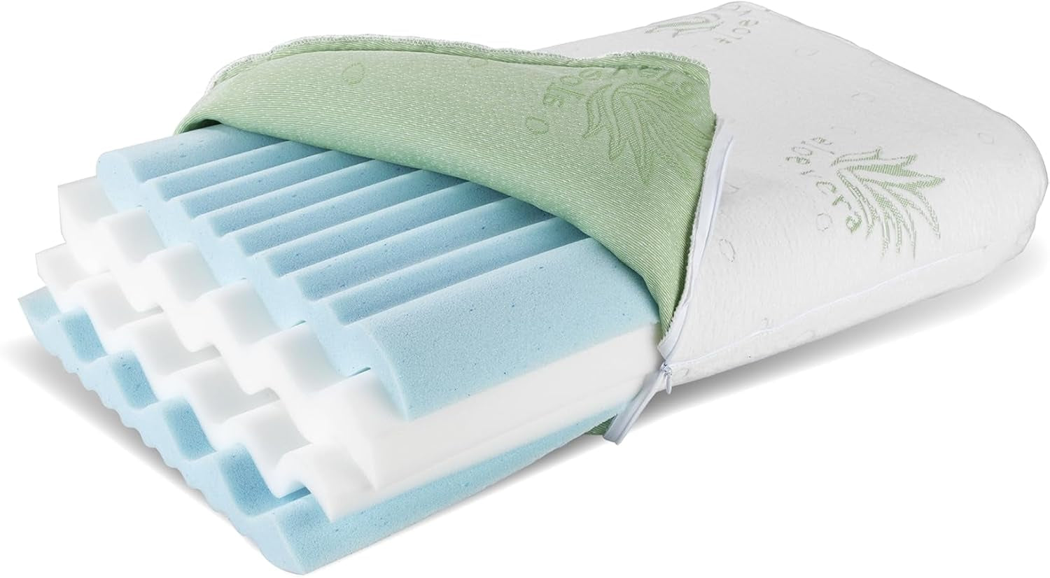 Cuscino di supporto per il collo in visco Maximex, Cuscino di supporto traspirante con imbottitura in schiuma ergonomica, Cuscino di supporto per il collo regolabile in altezza e altezza per un sonno ristoratore, Con aloe vera Cuscini standard Naty Shop