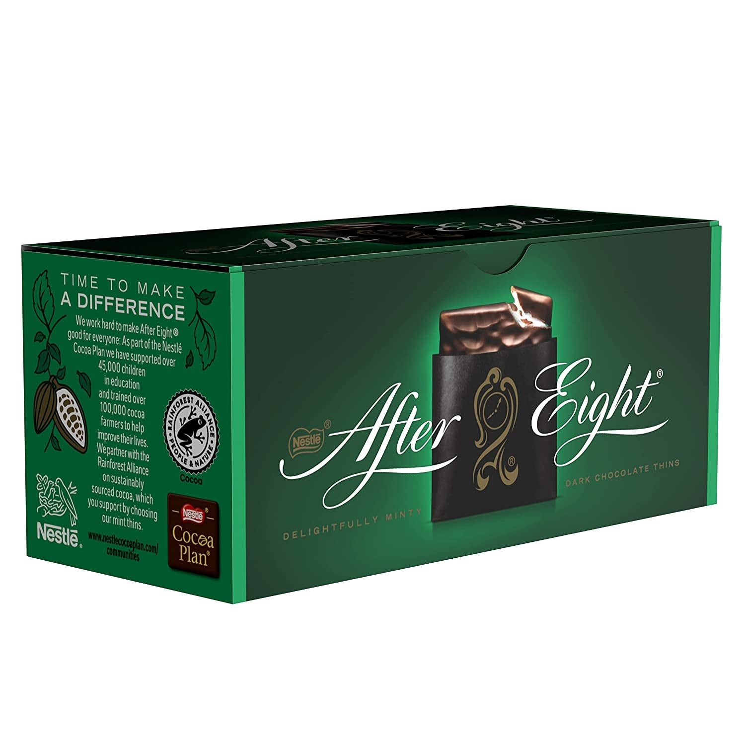 NESTLÉ AFTER EIGHT Quadretti sottili di cioccolato fondente con ripieno di crema alla menta per intenditori, confezione da 5 (1 x 200 g)