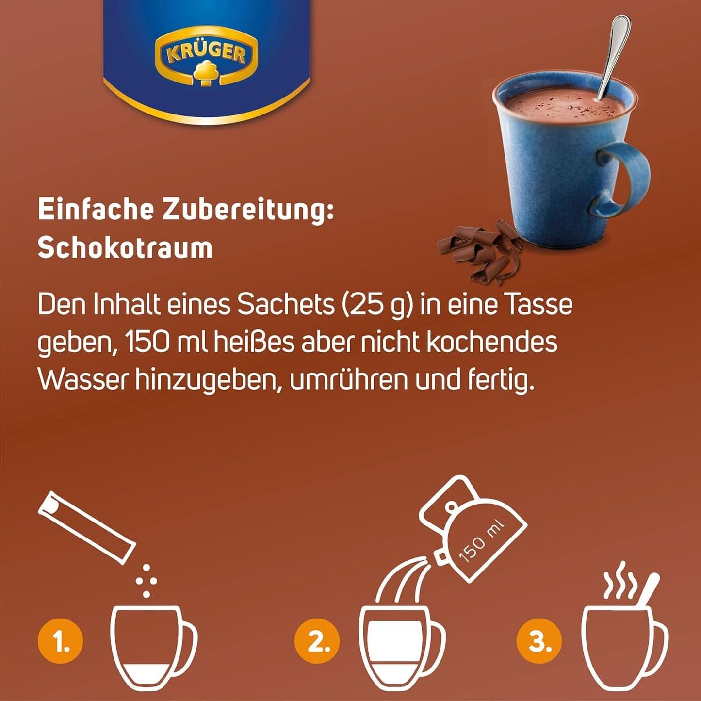 KRÜGER Family, Cacao in polvere per cioccolata calda, 8 scatole x 10 buste, 8 x 250 grammi Cacao e Cioccolata Calda Naty Shop