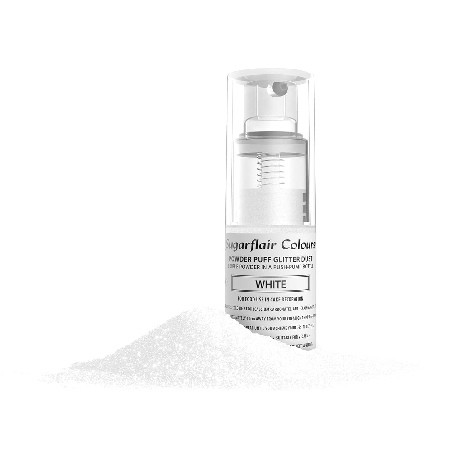 Sugarflair White Pump Powder Spray - Colorante alimentare per decorare torte, spray senza aerosol per torte, muffin e altro - 10 g