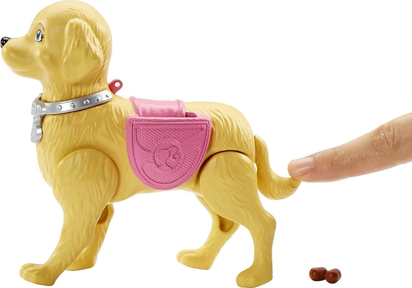 Barbie bambola con vasino e passeggio, bambola bionda con cane che cammina, cucchiaio per la cacca, accessori tra cui cane bambola, regalo per bambini, giocattolo da 3 anni in su, DWJ68