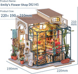 Robotime DG145 Rolife Emily's Flower Shop Casa delle bambole in miniatura Realizzata in legno, metallo, tessuto e cartone, Dimensioni: 22 X 15 X 17 cm, Case delle bambole Naty Shop