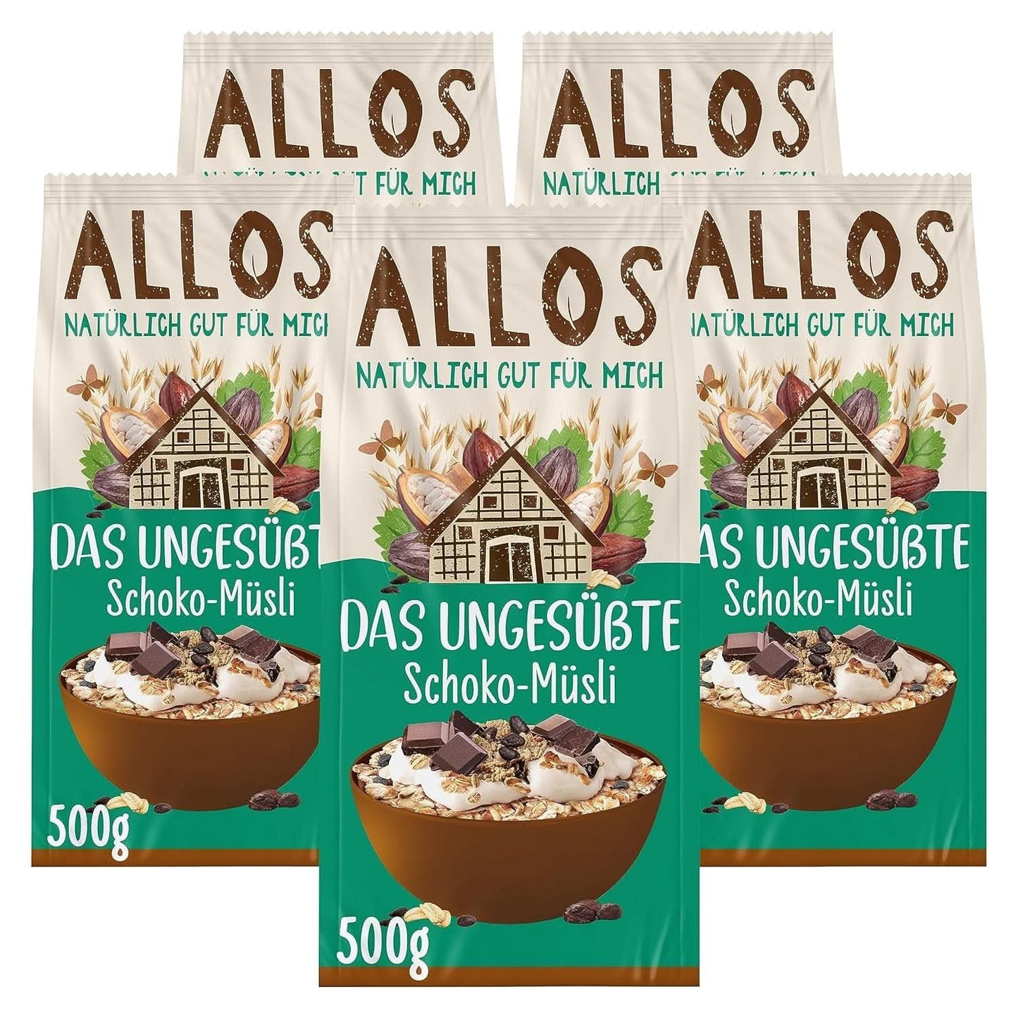 Allos, muesli ai frutti di bosco non zuccherato, confezione 5 x 500 grammi Cereali Naty Shop Cioccolato