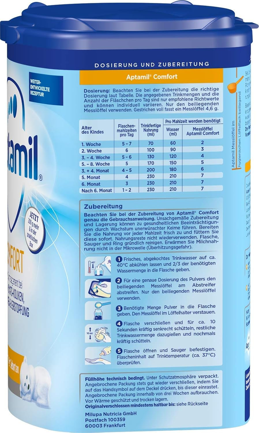Aptamil Comfort – Alimento speciale dalla nascita, per coliche, flatulenza e stitichezza, 800 grammi Naty Shop