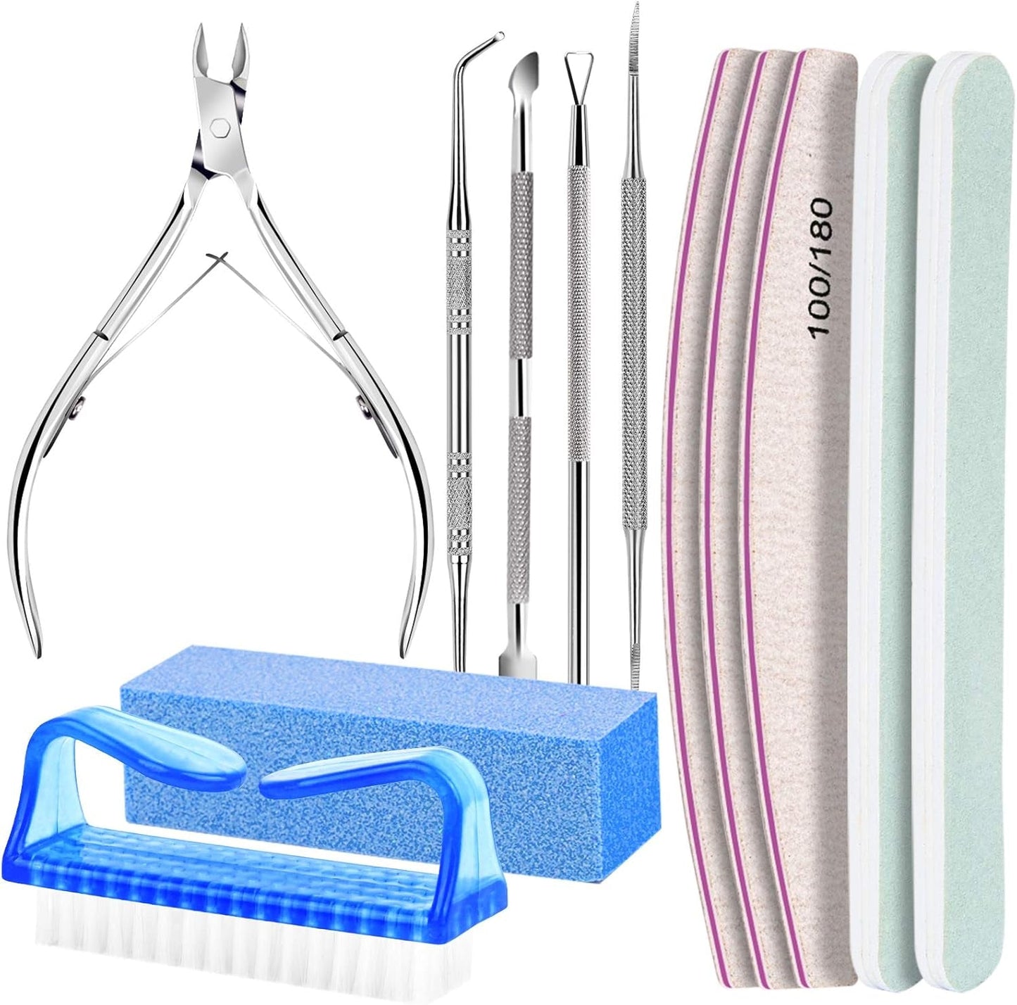 FANDAMEI Set manicure, Buffer Für Nägel, Nagelfeile 100/180, Nagelfeilen Für Gelnägel, Nagelhautschieber, Buffer Für Gelnägel, Feilen Für Gelnägel, Nagelzange, Nagelfeilen Set, Maniküre & Pedicure Set