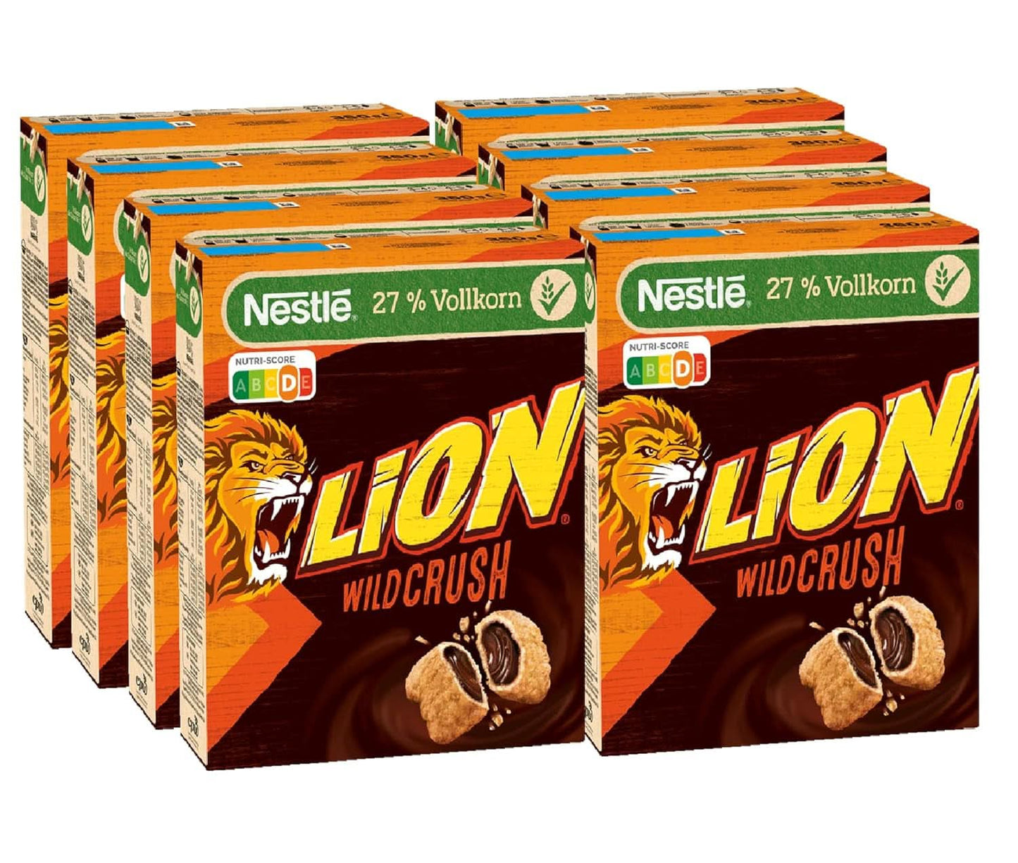 LION Wildcrush cereali, cioccolato e caramello Cereali da colazione, confezione da 8 x 360 grammi Naty Shop Default Title
